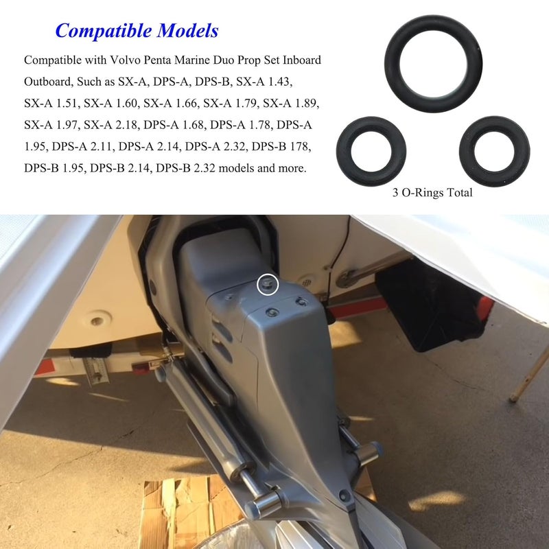 WFCYX O-Ring Part# 3855081 for Vent or Drain, Part# 3852045 Dipstick Outdrive Lower Unit Gearlube Gearoil Oring 955981& 955974, Fit for Volvo Penta Marine Duo Prop Set SX-M, SX-A, DPS-A Inboard Outboard - Image 5